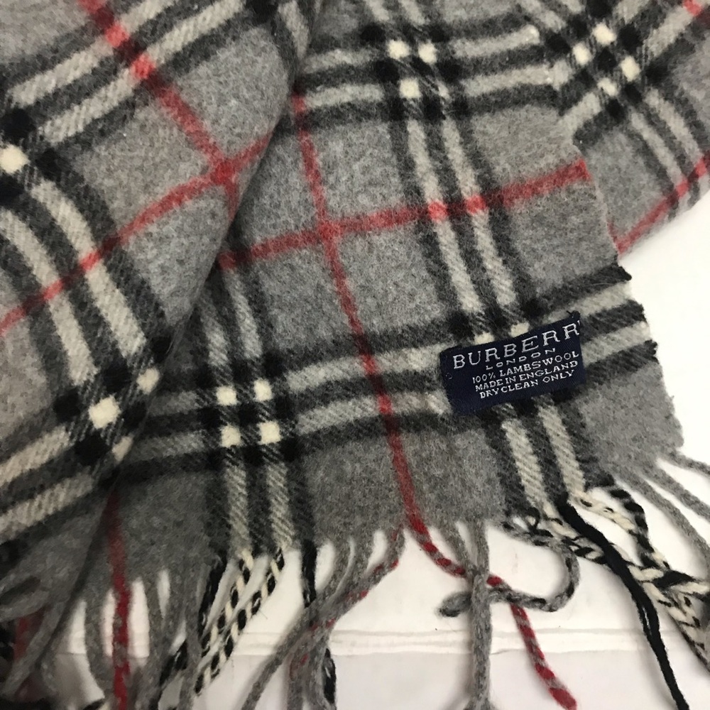 Burberry London Lambs Wool Nova Check Grey Scarf - Picture 2 of 3